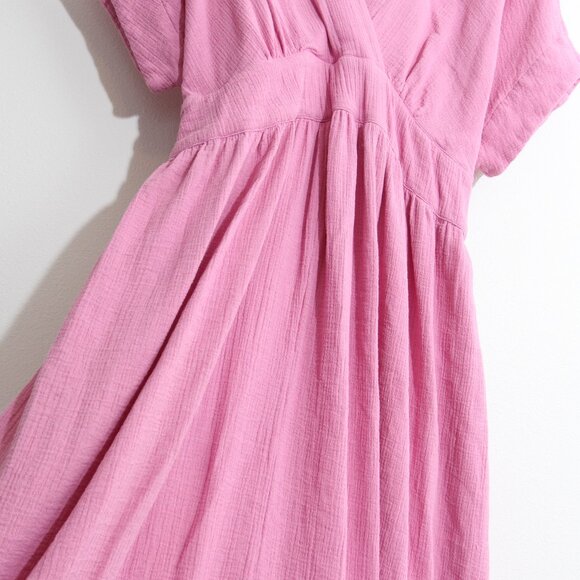 Hatch Maternity The Carolina Dress Orchid Pink Tie Waist Gauze Cotton Midi XL - Picture 8 of 14